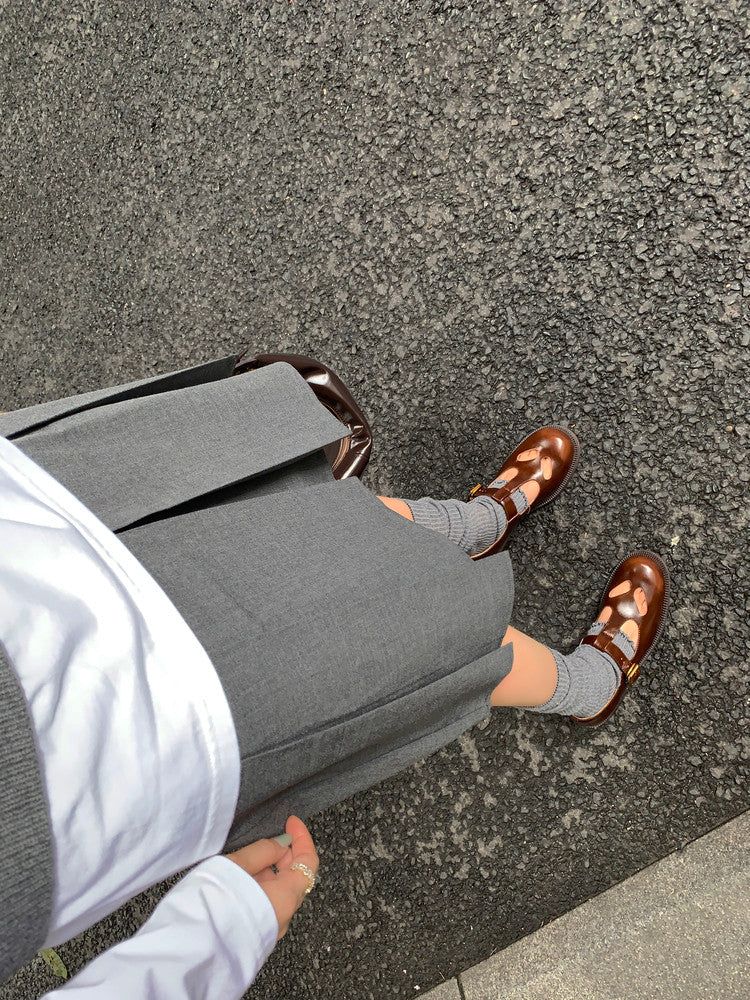 Karin Luna In Stock Spot Goods Minimalist Retro British Style Irregular Hollow Single Shoes