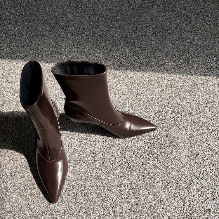Karin Luna In Stock  Spot Goods Elegant kitten heel pointed toe trendy ankle boots