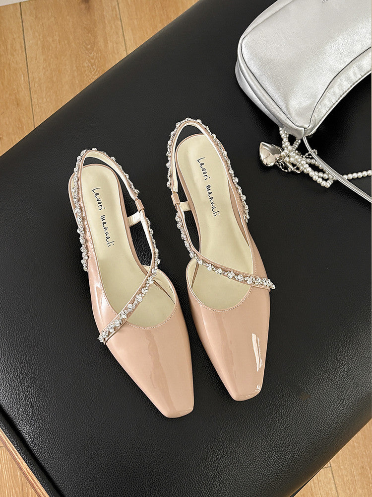 Karin Luna In Stock In Stock  Fresh Summer Vibes  Rhinestone Small Square Toe Elegant Closed-Toe Sandals