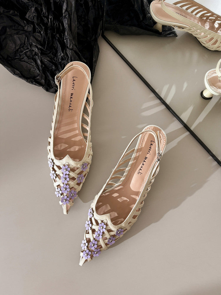 Karin Luna In Stock Spot Goods  Purely Handmade Flowers High-end Hollow Out Sandals