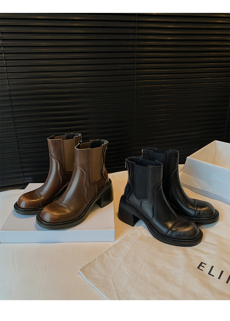 Karin Luna In Stock Spot Goods  Round Toe Stretch Round Toe Chelsea Short Boots