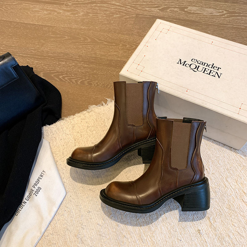 Karin Luna In Stock Spot Goods  Round Toe Stretch Round Toe Chelsea Short Boots