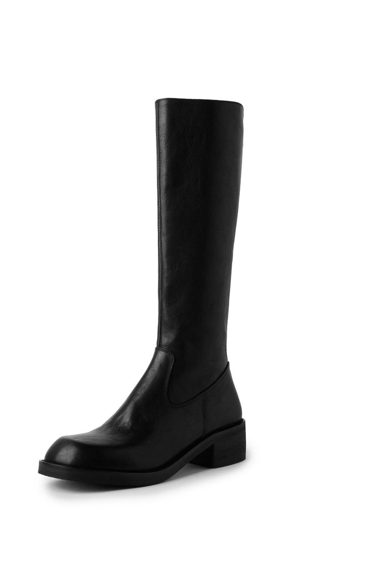 Karin Luna Basic Versatile Style Round Toe Chunky Heel Long Boots