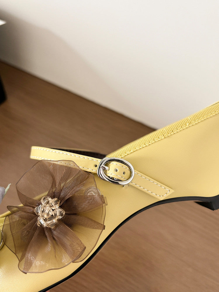 Karin Luna In Stock Spot Goods  Full-grain leather inside and out  Ultra Exquisite Round Toe Hidden Heel Closed-Toe Slippers