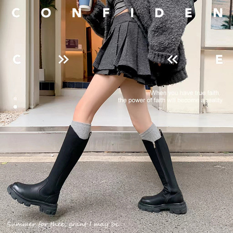 Karin Luna In Stock Versatile Irregular Stretch Fabric Long Boots