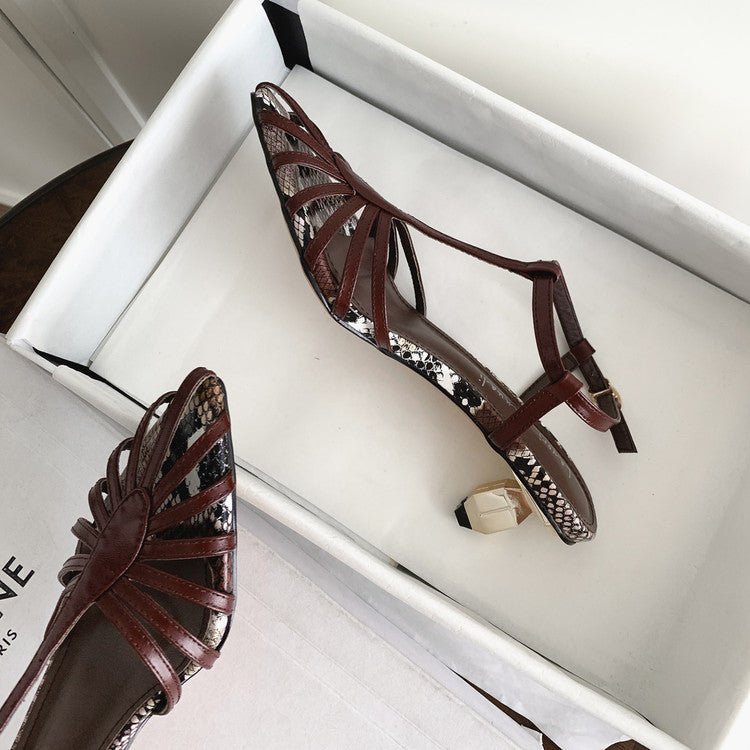 Karin Luna In Stock Spot Goods Open-toe French Style Metal Heel Sandals