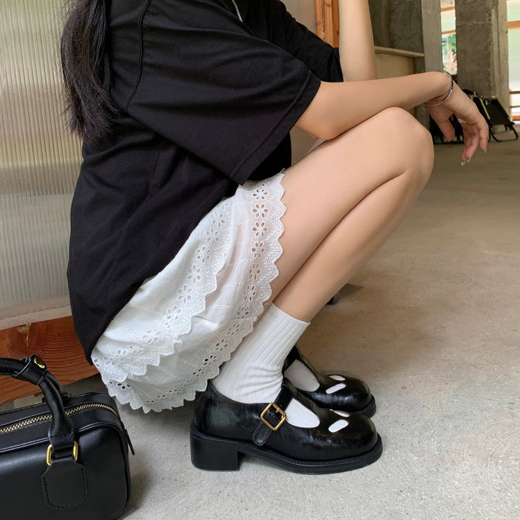 Karin Luna In Stock Spot Goods Minimalist Retro British Style Irregular Hollow Single Shoes