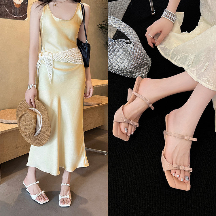 Karin Luna Hot Item Hot Item Self-Flow Square-Toe Irregular Heel Slippers