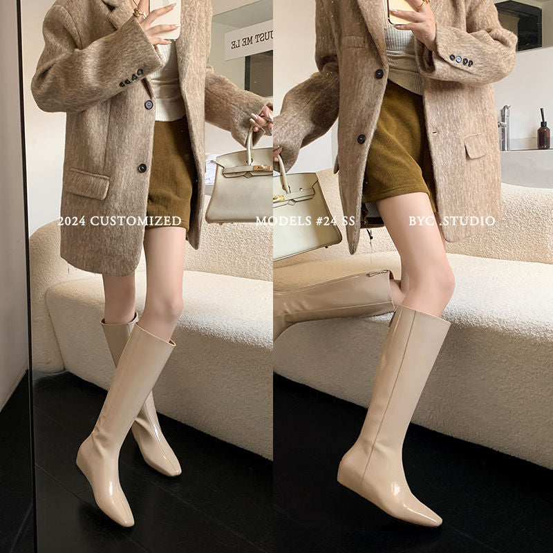 Karin Luna Minimalist Style Square-Toe Hidden Heel Long Boots