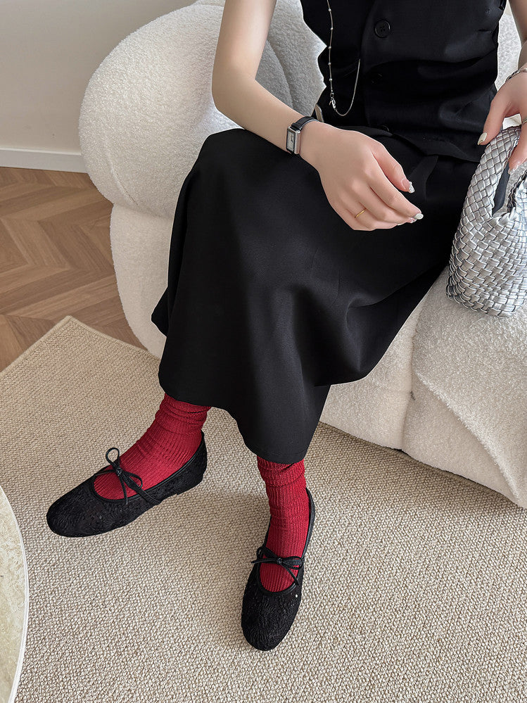 Karin Luna In Stock Spot Goods  Summer Breathable Retro Embroidered Bow Granny Shoes