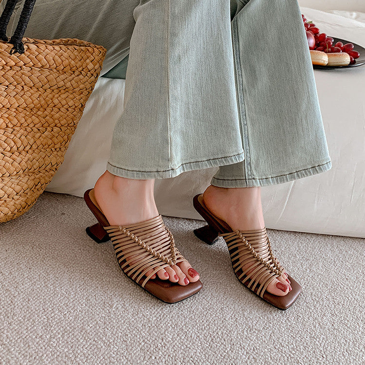 Karin Luna Bestseller Woven Vacation Style Series~ Elegant High Heel Slippers
