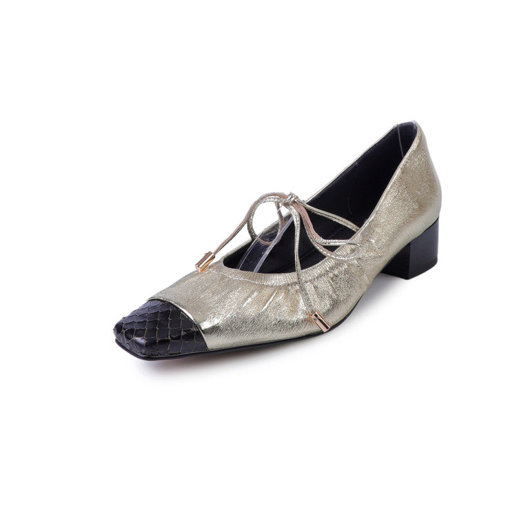 Karin Luna In Stock Spot Goods  Retro Sweet Bowknot Granny Wrinkled Single Shoes