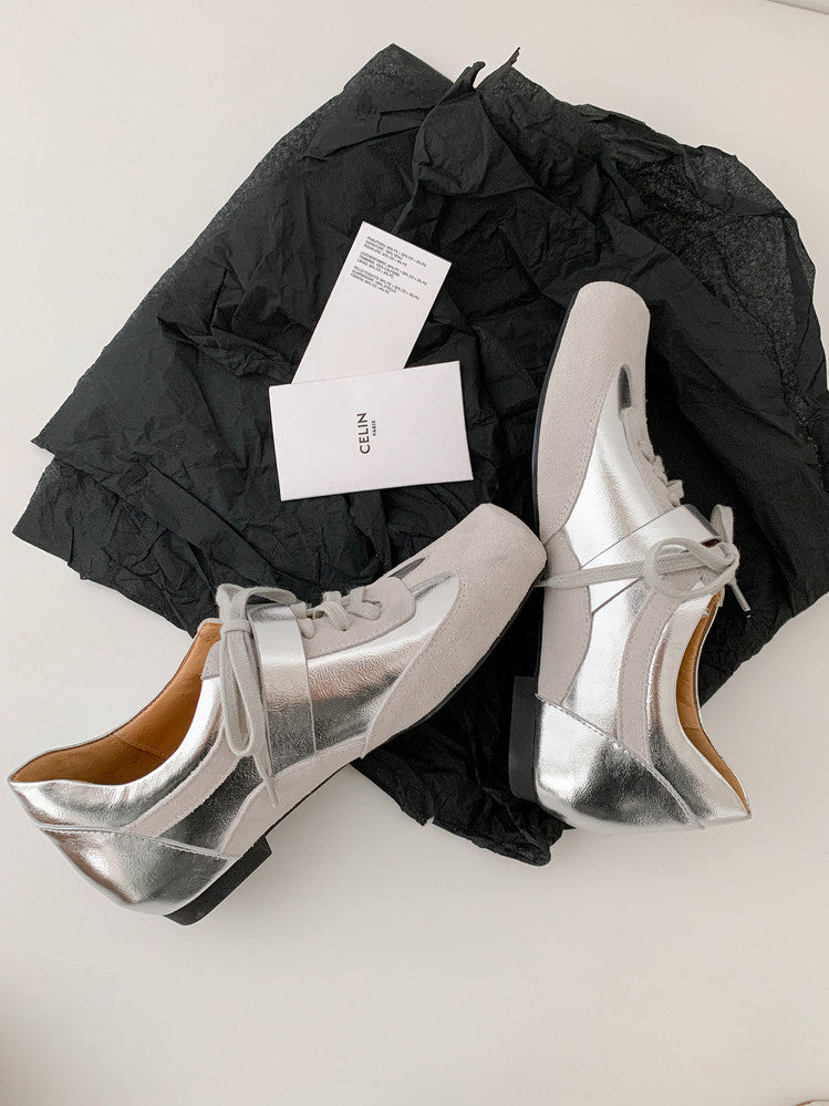 Karin Luna In Stock Spot Goods  Designed retro square-toe ballet shoes with laces