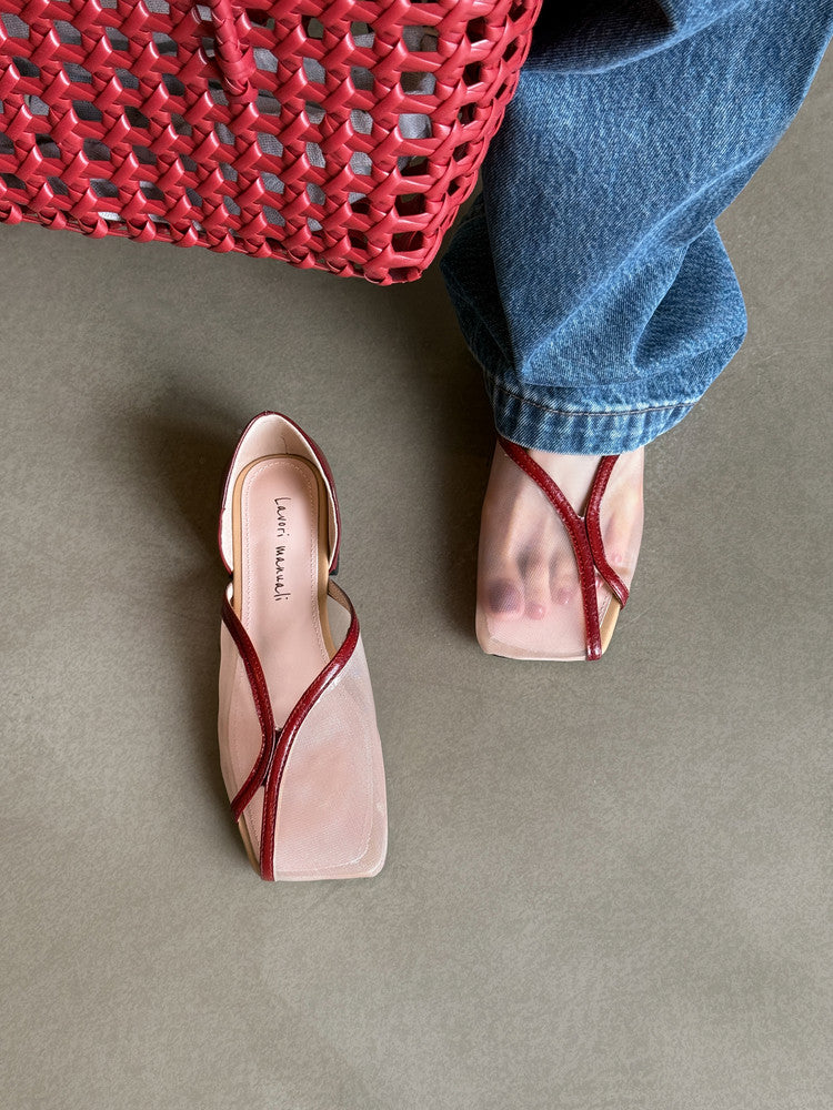 Karin Luna In Stock Spot Goods  Square Toe Mesh Sandals