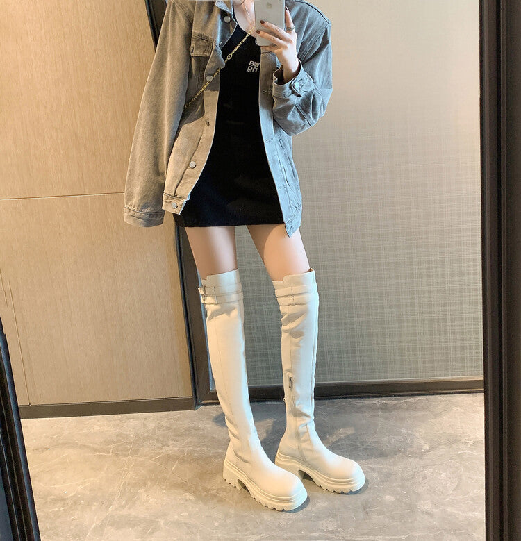 Karin Luna In Stock is the Way to Go！ Basic Thick-Soled Over-the-Knee Boots Super Soft Sheepskin Classic