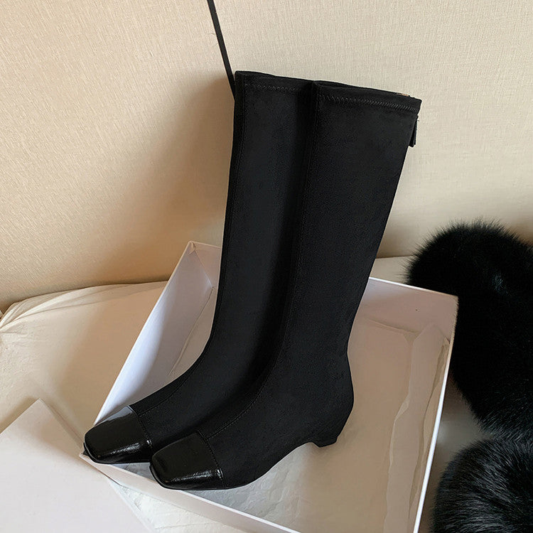 Karin Luna In Stock In Stock Patchwork Long Boots Elegant Versatile