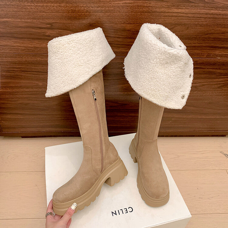 Karin Luna has prepared stock  Main Push Main Push  Hot-selling Large Sole Self-flowing Foldable Round Toe Over-the-Knee Boots
