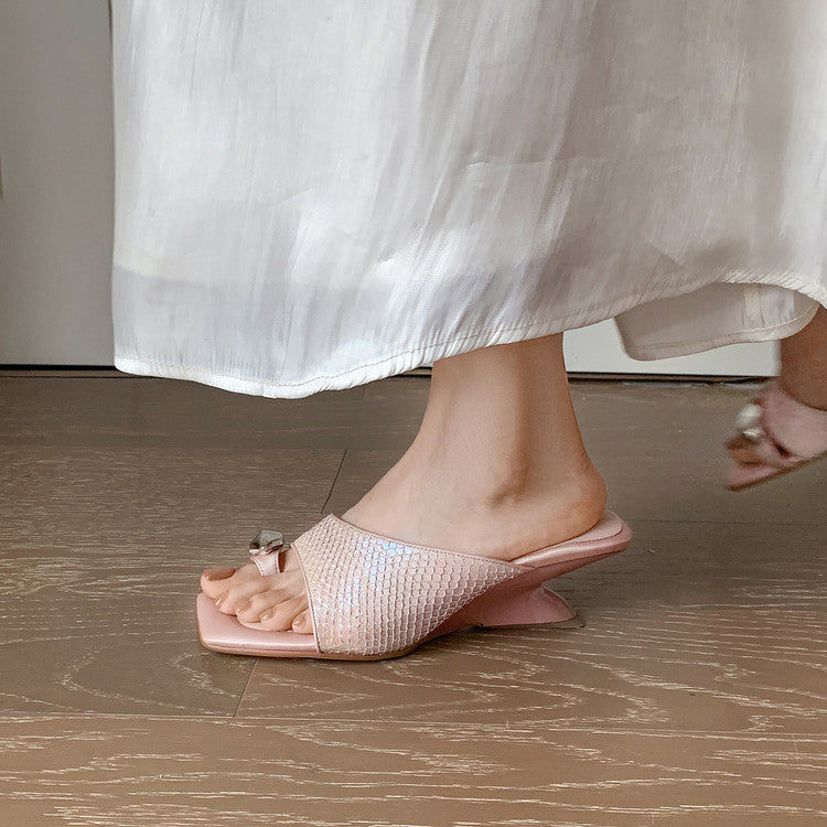Karin Luna Fish Skin Series~Minimalist Square Toe Popular Irregular Heel Slippers