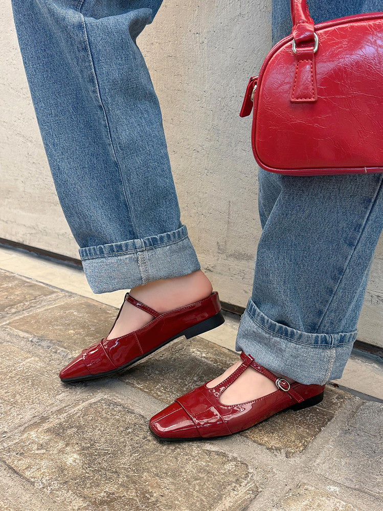 Karin Luna In Stock Spot Goods  t Square-Toed Full Leather Basic Slippers