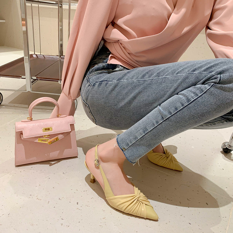 Karin Luna In Stock In Stock  Exquisite Pointed Toe Backless Closed-Toe Stiletto Sandals