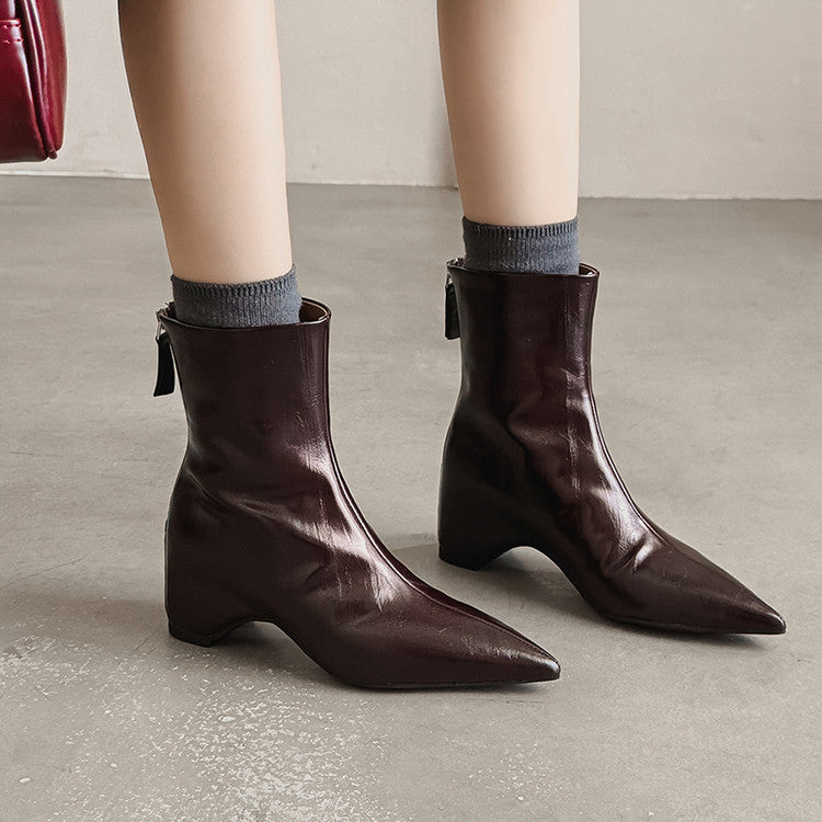Karin Luna Versatile Elegant Style Pointed Toe Hidden Wedge Short Boots