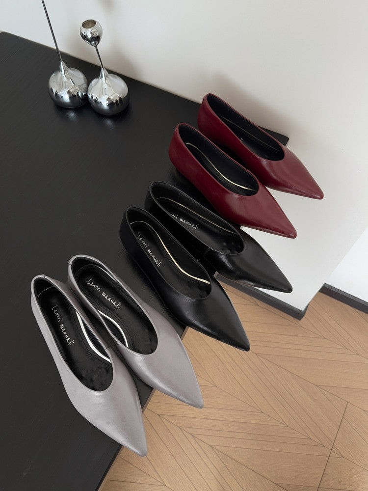 Karin Luna In Stock Spot Goods Classic three-color pointed toe metal heel shoes