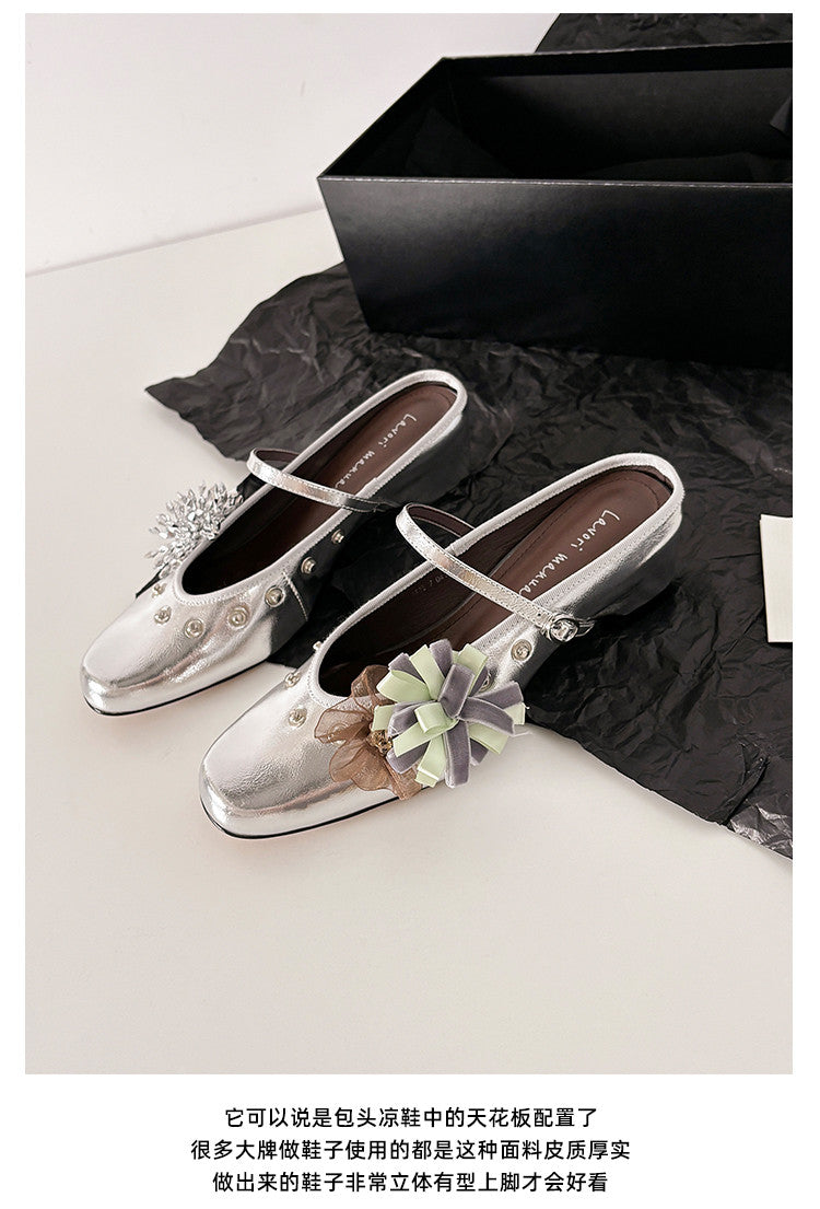 Karin Luna In Stock Spot Goods  Full-grain leather inside and out  Ultra Exquisite Round Toe Hidden Heel Closed-Toe Slippers