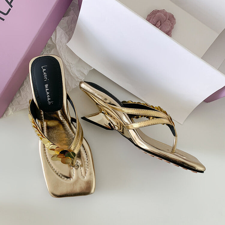 Karin Luna Exquisite Daughter~t Footrest with Rhinestones for a Sofa-like Feel  Sequin Flip-Flops