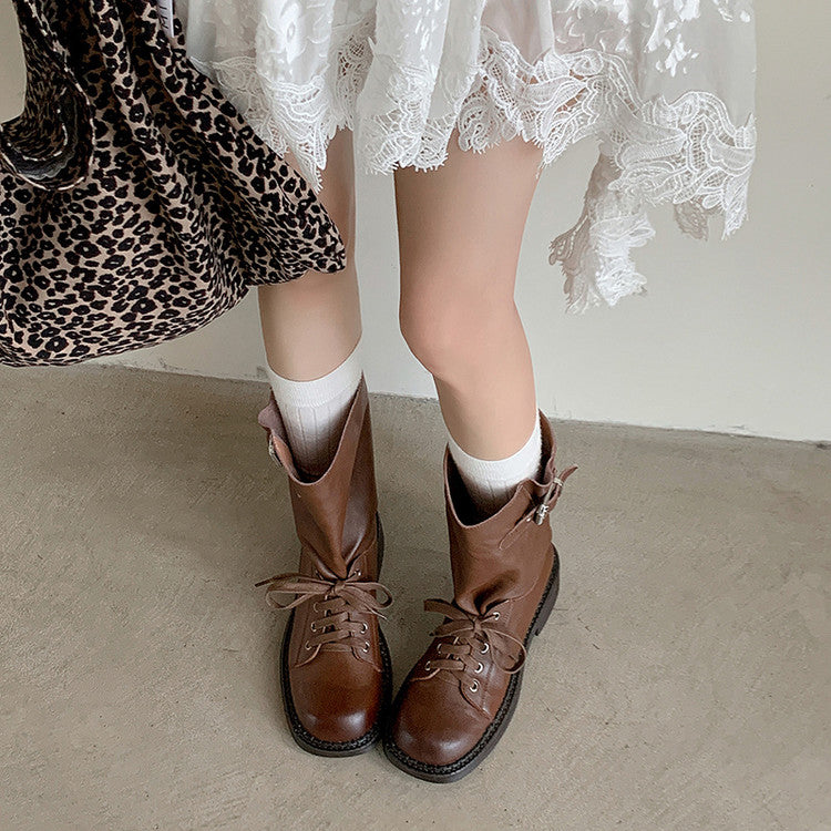Karin Luna Bestseller Large Tube Thick Sole Martin Boots with Belt Buckle