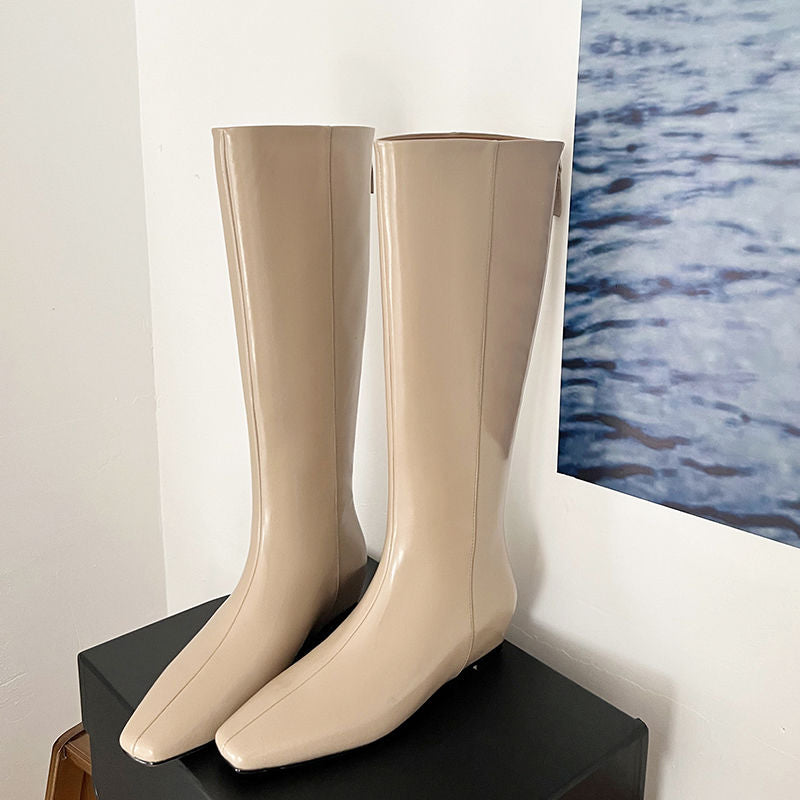 Karin Luna Minimalist Style Square-Toe Hidden Heel Long Boots