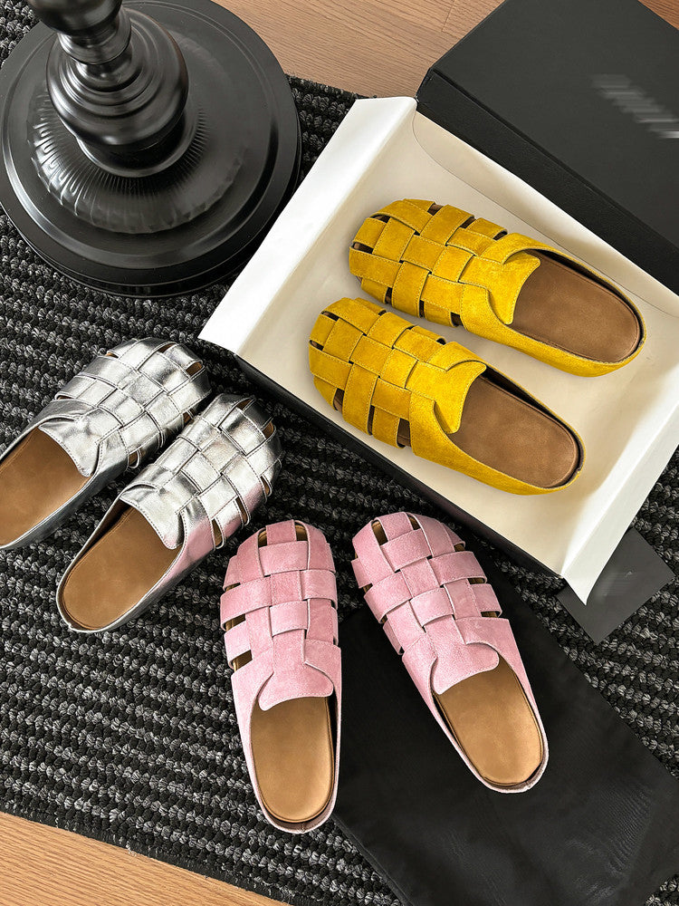 Karin Luna Full Layer Inside and Out~Basic Versatile Perforated Round Toe Birkenstock Slippers