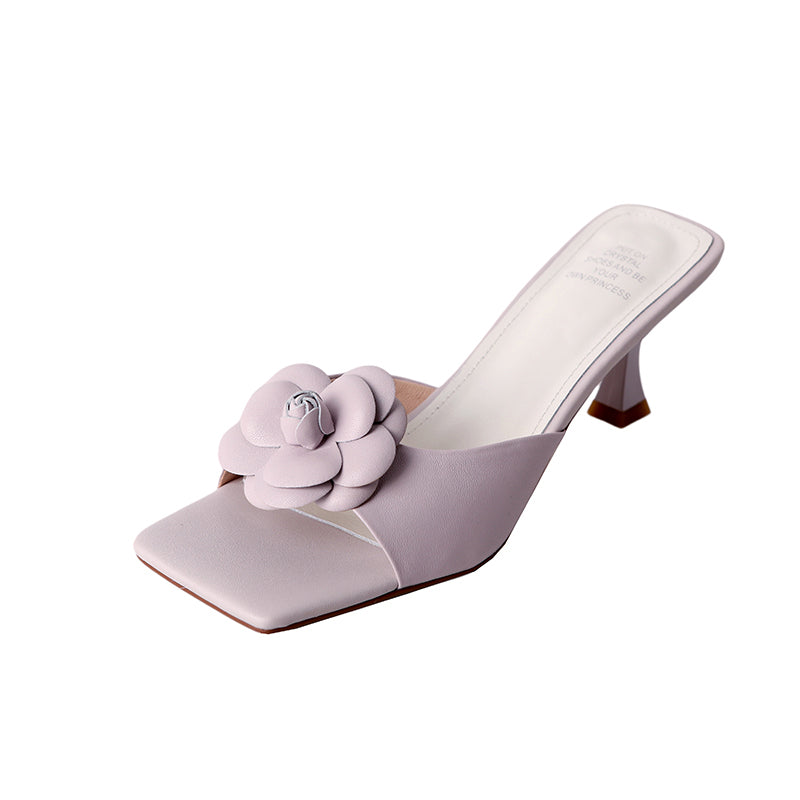 Karin Luna Flower of Wealth in the World~Says purple has a lot of charm Spot Goods Spot Goods  Three-Dimensional Camellia Elegant Sandals
