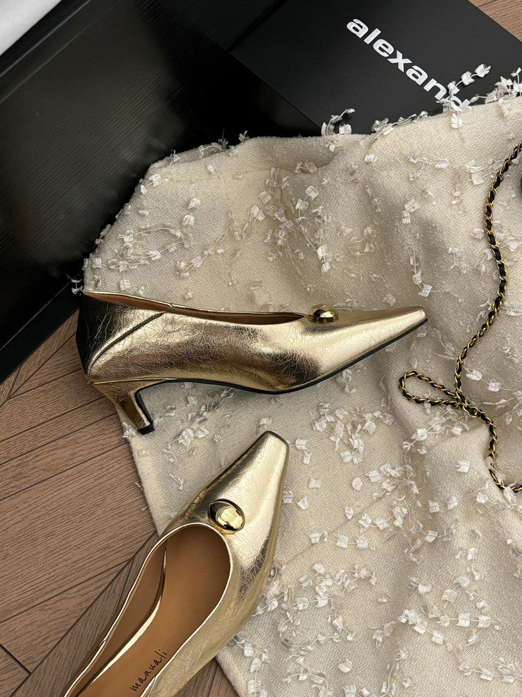 Karin Luna In Stock In Stock ~Basic Versatile French Style Small Square Toe Shallow Mouth Single Shoes