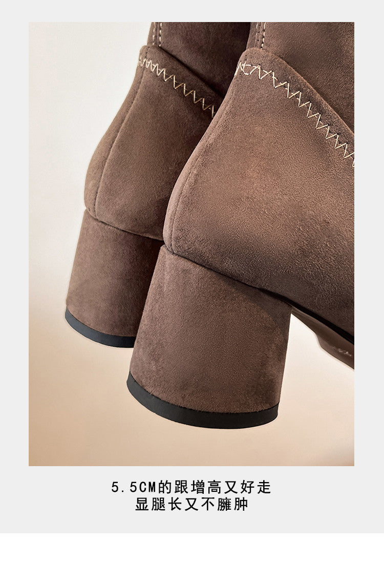 Karin Luna In Stock Spot Goods Hot-Selling Sweet Standard Bow Round-Toe Slim Short Boots