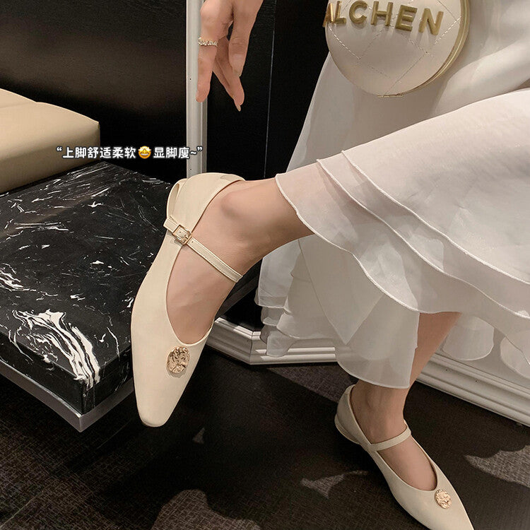 Karin Luna Camellia Story~In stock  Full Leather Shallow Mouth Single Shoes