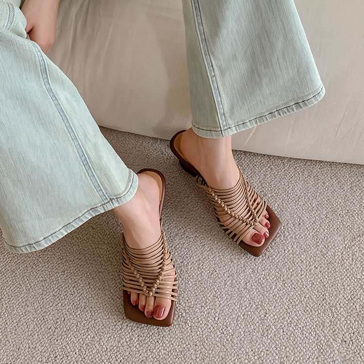 Karin Luna Bestseller Woven Vacation Style Series~ Elegant High Heel Slippers