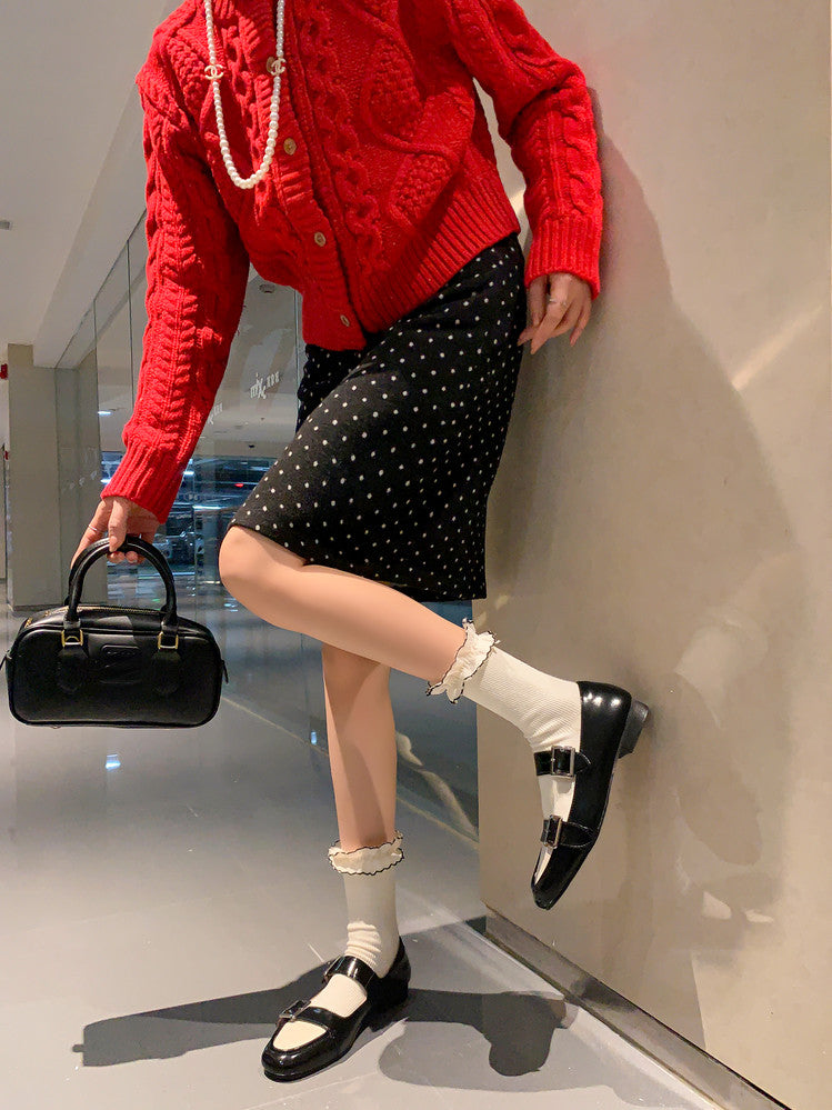 Karin Luna In Stock Spot Goods One-Strap Height-Increasing Belt Buckle Single Shoes