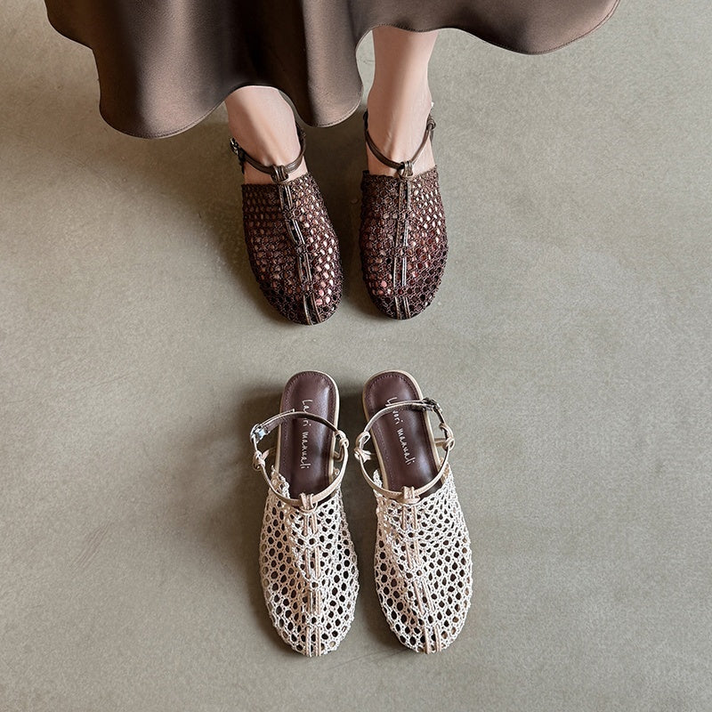 Karin Luna In Stock Spot Goods  Resort Style Series~Casual woven closed-toe flat sandals