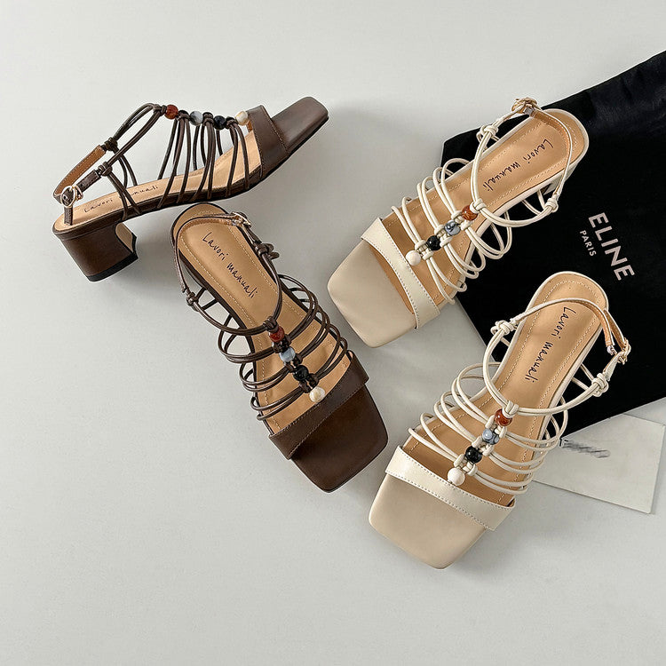 Karin Luna Bohemian Vacation Style~Square Toe Open Toe Sandals