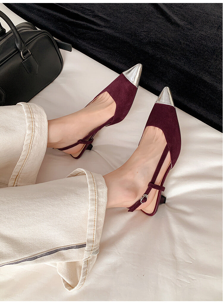 Karin Luna In Stock 24New Year's stock is now available Color Block Pointed Toe Full Leather Sandals