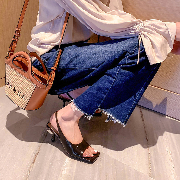 Karin Luna Classic Style Square Toe Open Toe French Retro Sandals