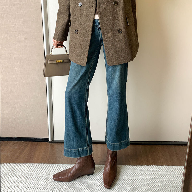 Karin Luna In Stock Spot Goods Slim Series  Hidden Wedge Small Square Toe Back Zipper Short Boots