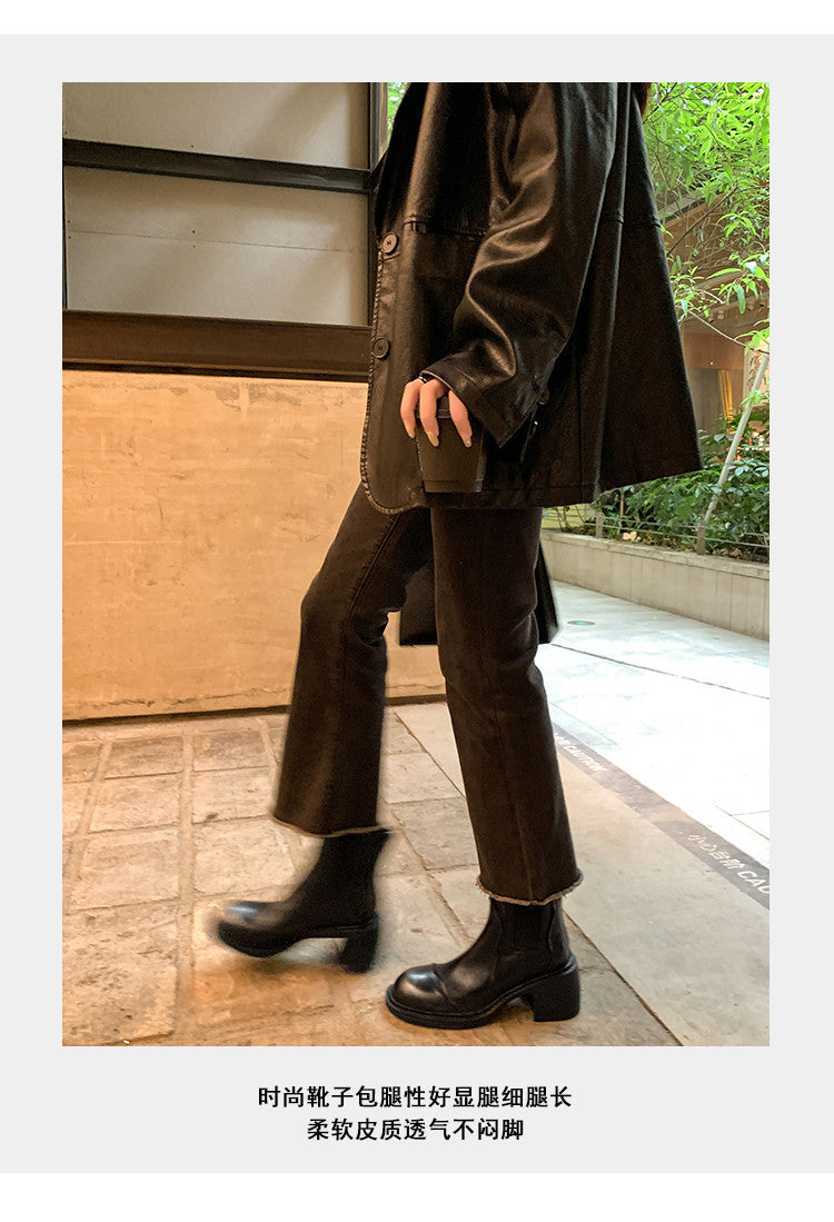 Karin Luna In Stock Spot Goods  Round Toe Stretch Round Toe Chelsea Short Boots