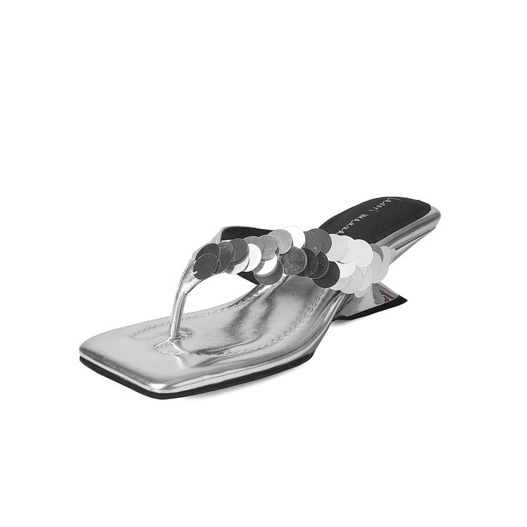 Karin Luna Exquisite Daughter~t Footrest with Rhinestones for a Sofa-like Feel  Sequin Flip-Flops