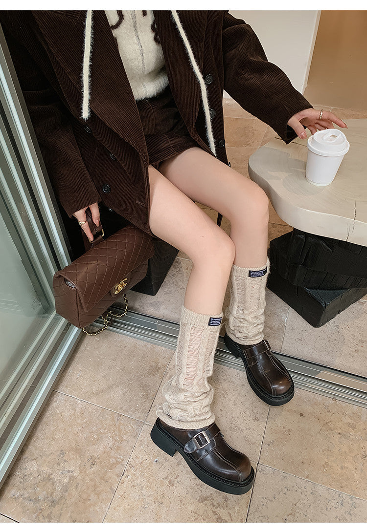 Karin Luna In Stock Spot Goods Metal Round Toe Cow Leather Thick Sole Flats