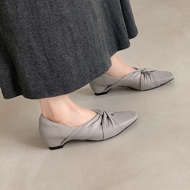 Karin Luna Cross Design Square Toe Hidden Wedge Shoes