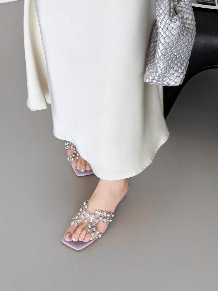 Karin Luna In Stock Spot Goods Classic versatile transparent sequin slippers