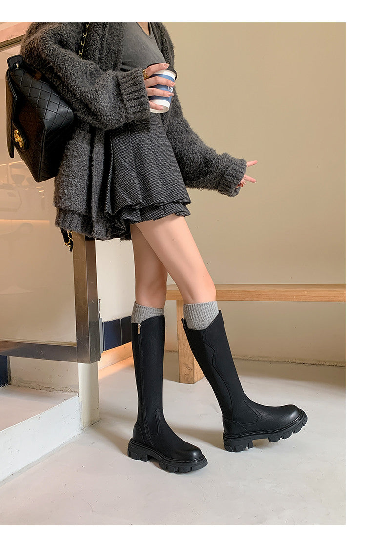 Karin Luna In Stock Versatile Irregular Stretch Fabric Long Boots