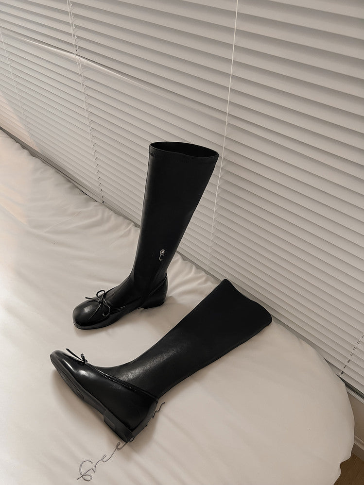 Karin Luna In Stock Spot Goods  Butterfly Knot Round Toe Hidden Heel Boots