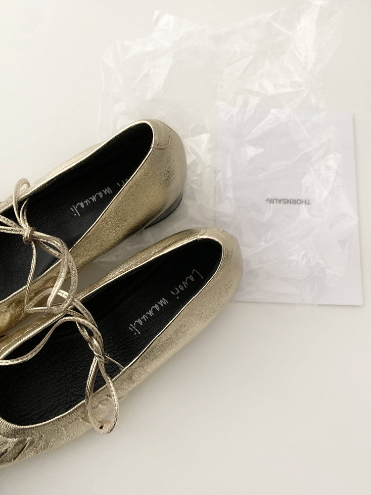 Karin Luna In Stock Spot Goods  Retro Sweet Bowknot Granny Wrinkled Single Shoes